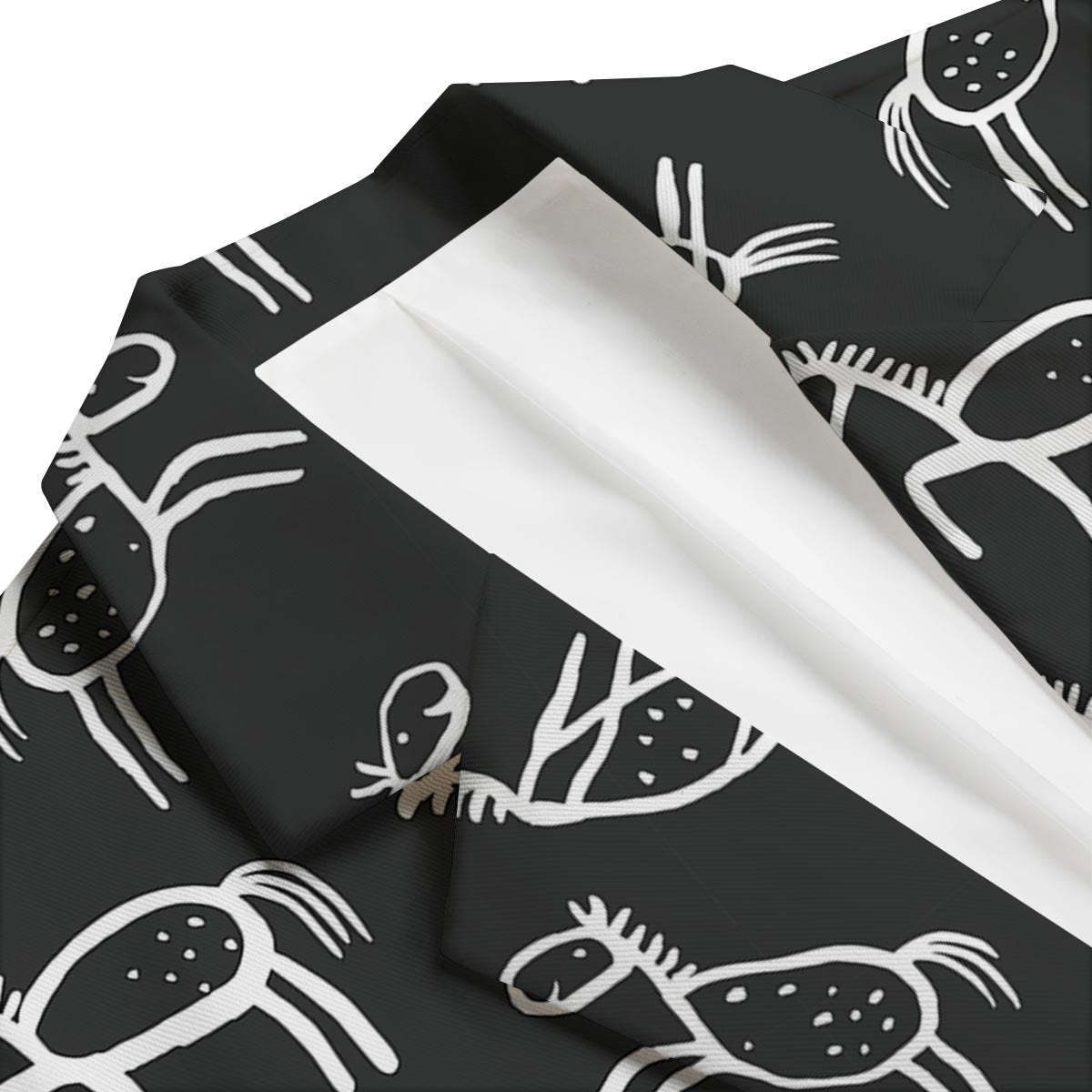 Equestrian Drawn Pattern Print Men's Blazer-grizzshop