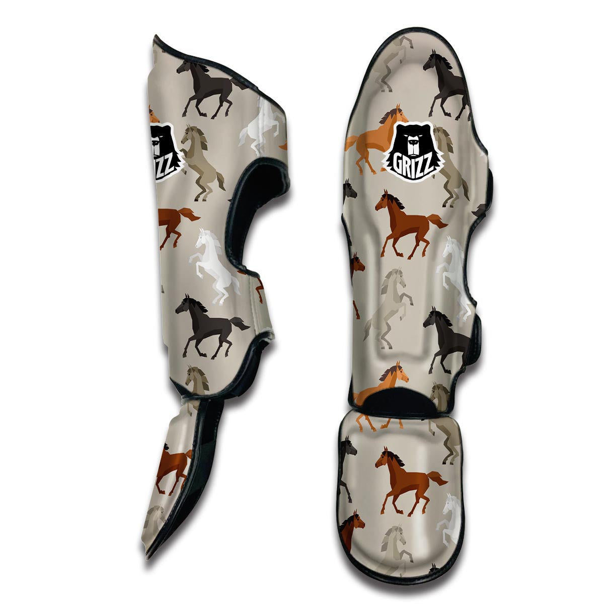 Equestrian Pattern Print Muay Thai Shin Guards-grizzshop