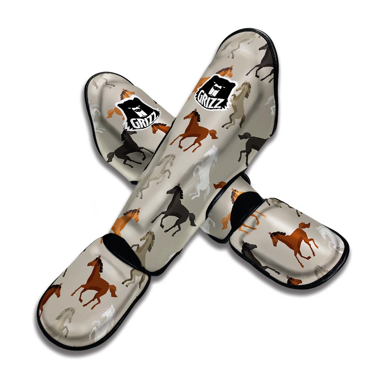 Equestrian Pattern Print Muay Thai Shin Guards-grizzshop