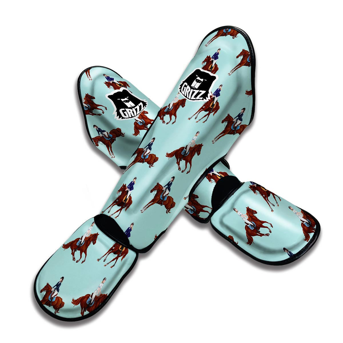 Equestrian Print Pattern Muay Thai Shin Guards-grizzshop