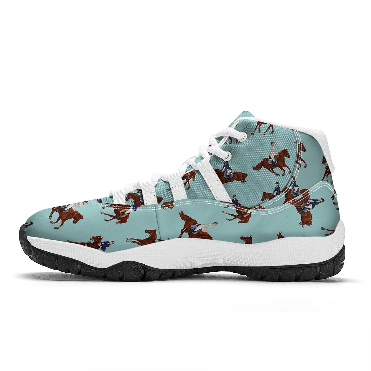 Equestrian Print Pattern White Bball Shoes-grizzshop