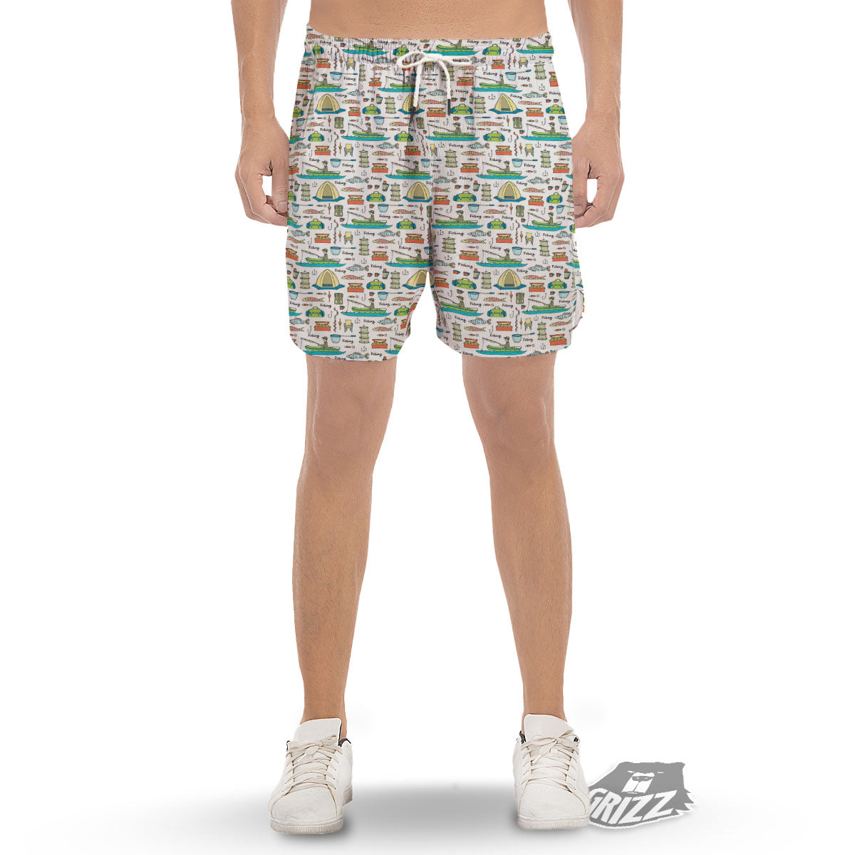 Equipment Fishing Print Pattern Men's Gym Shorts-grizzshop