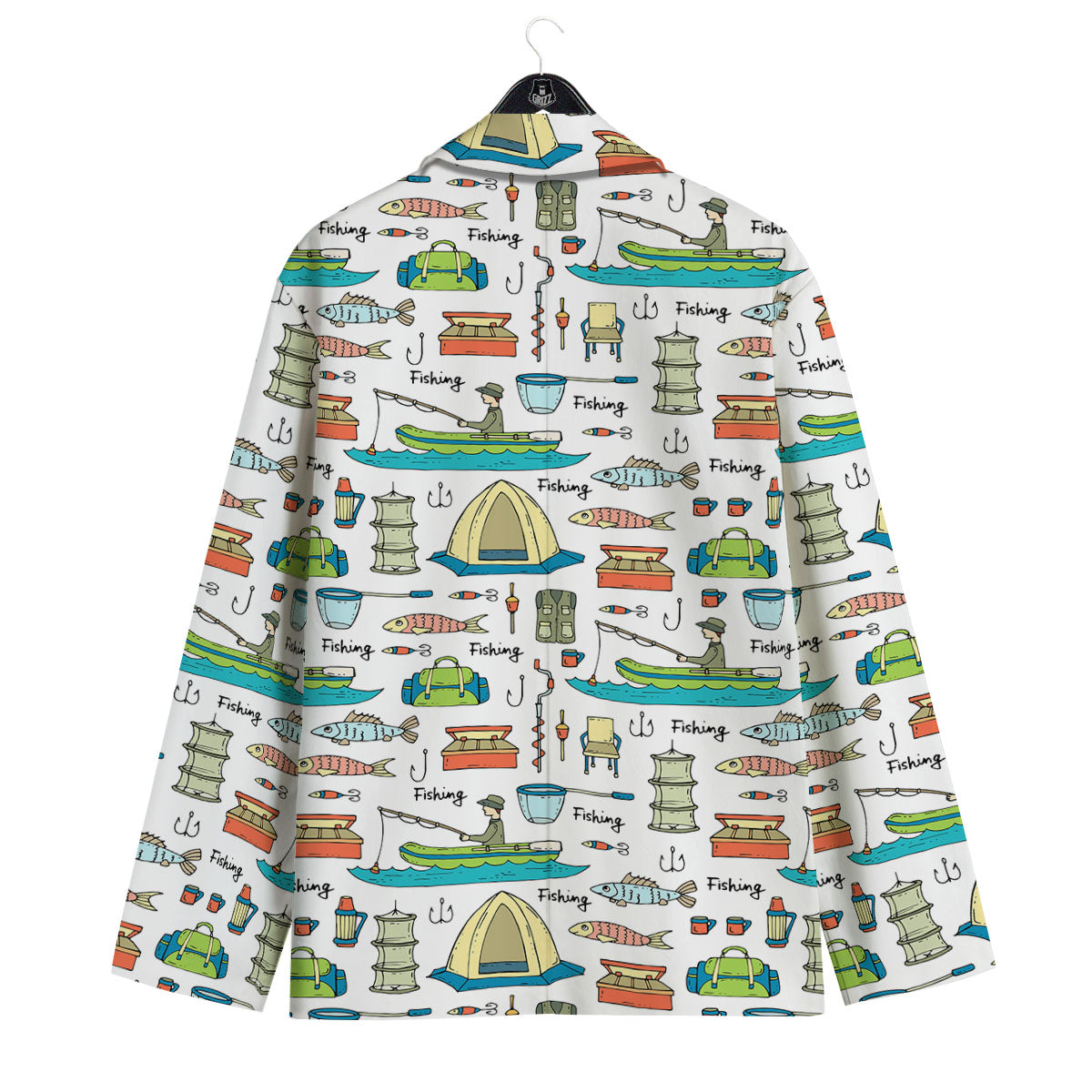 Equipment Fishing Print Pattern Men's Sport Coat-grizzshop