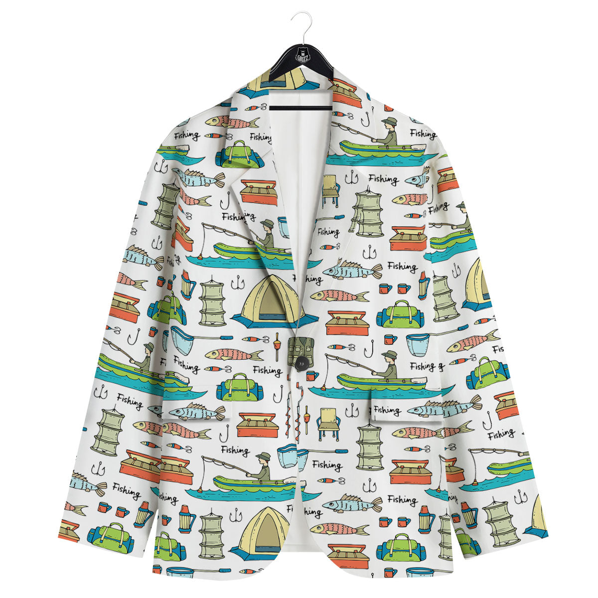 Equipment Fishing Print Pattern Men's Sport Coat-grizzshop