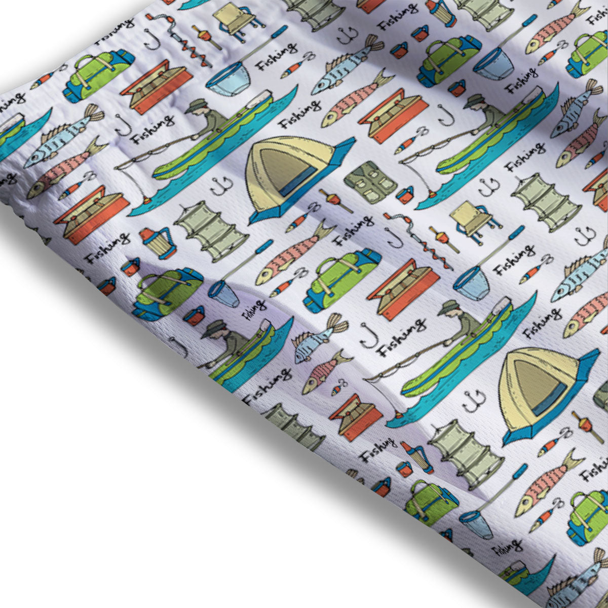 Equipment Fishing Print Pattern Mesh Shorts
