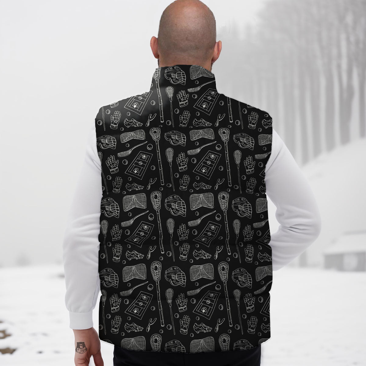 Equipment Lacrosse Print Pattern Down Vest-grizzshop