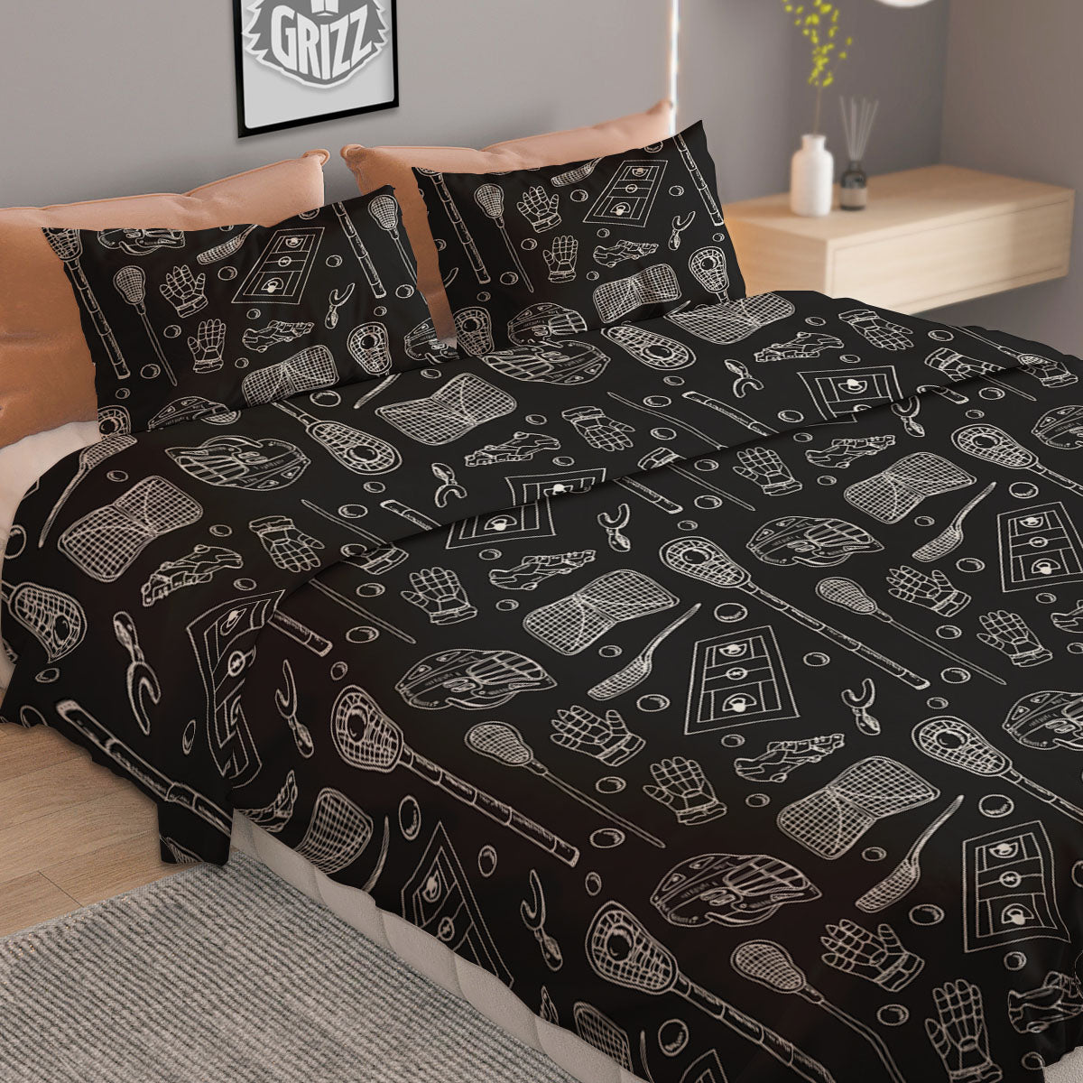 Equipment Lacrosse Print Pattern Duvet Cover Bedding Set
