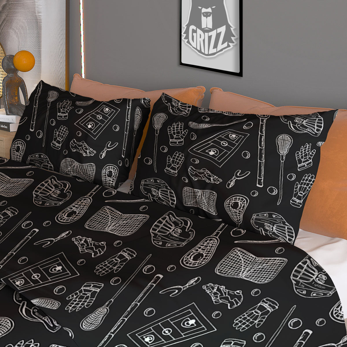 Equipment Lacrosse Print Pattern Duvet Cover Bedding Set