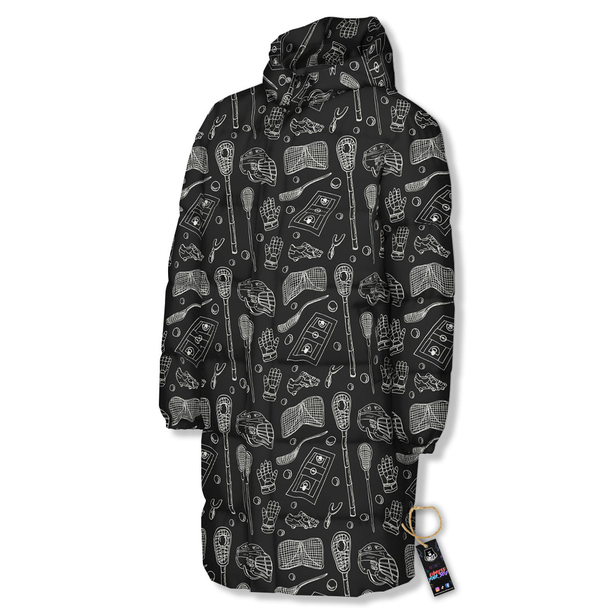 Equipment Lacrosse Print Pattern Long Down Jacket-grizzshop