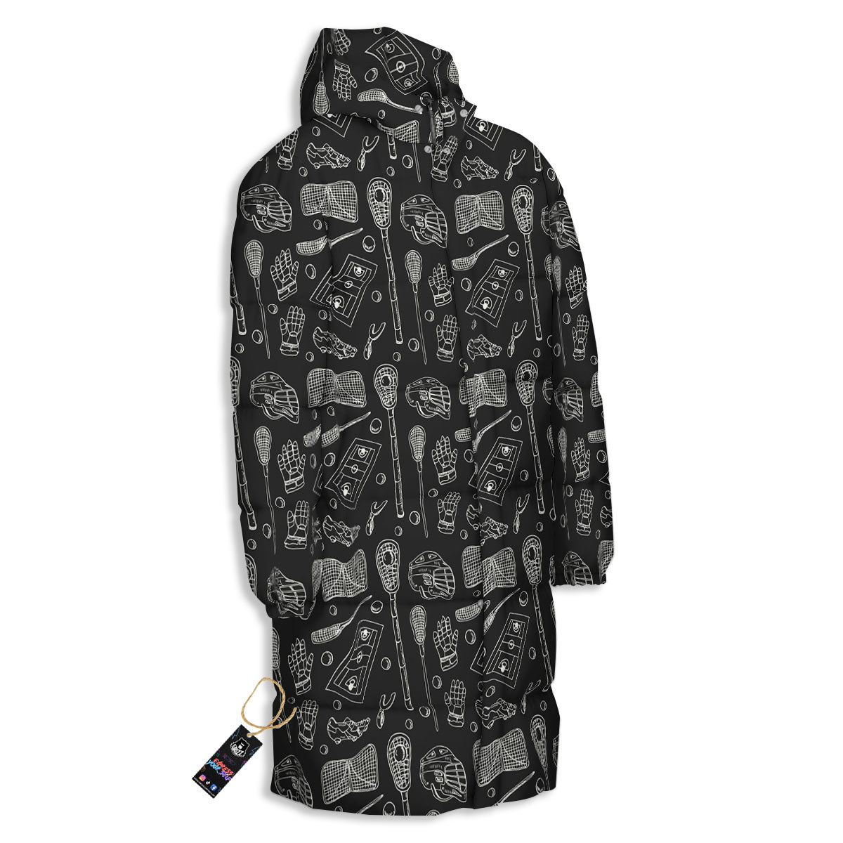 Equipment Lacrosse Print Pattern Long Down Jacket-grizzshop
