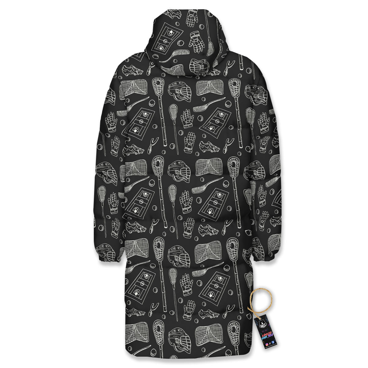 Equipment Lacrosse Print Pattern Long Down Jacket-grizzshop