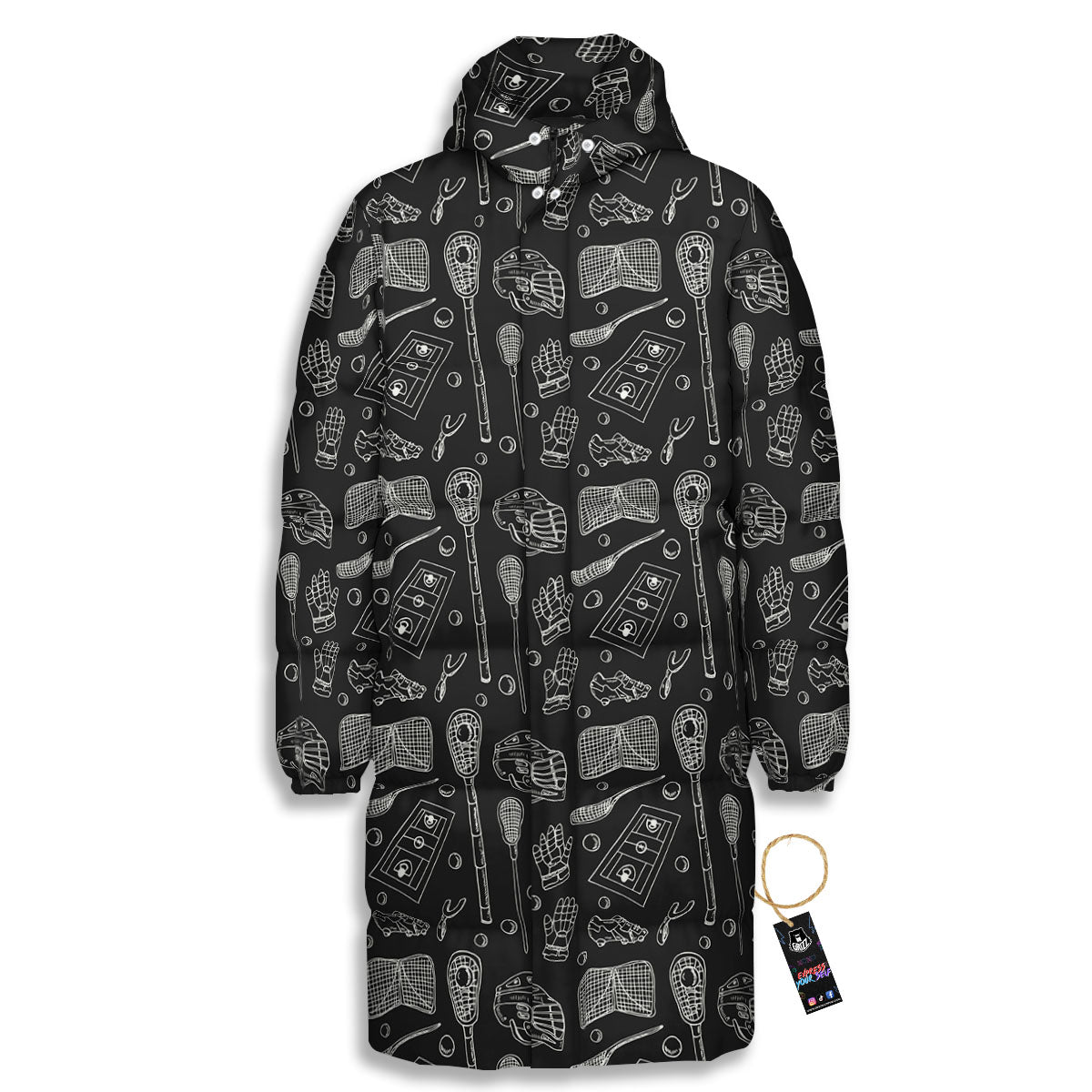 Equipment Lacrosse Print Pattern Long Down Jacket-grizzshop