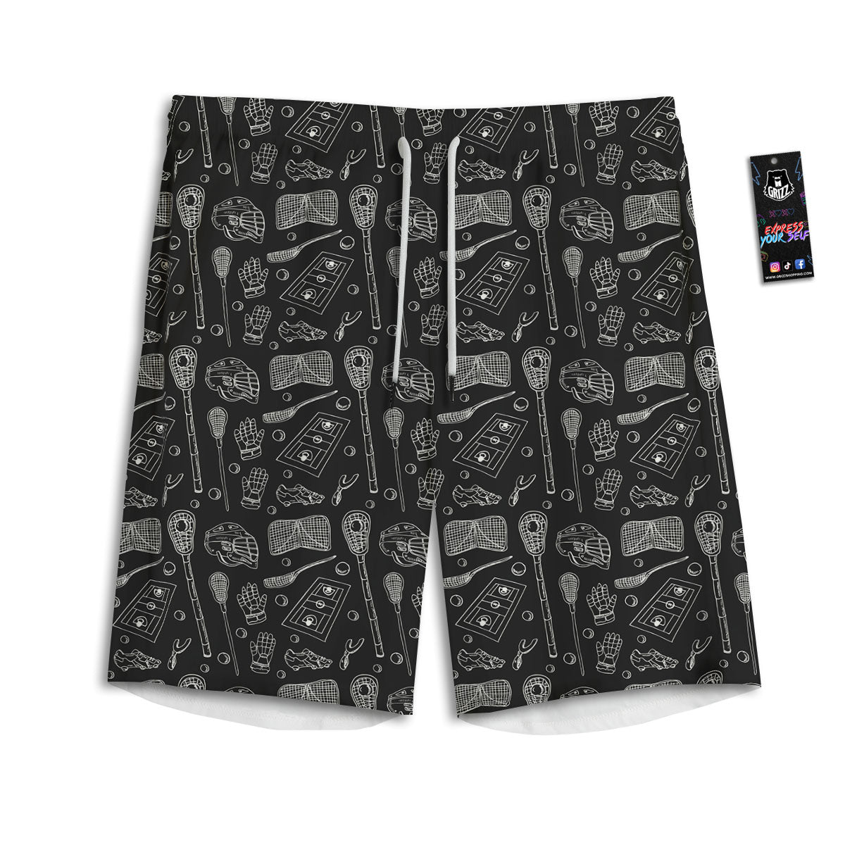 Equipment Lacrosse Print Pattern Men's Athletic Shorts