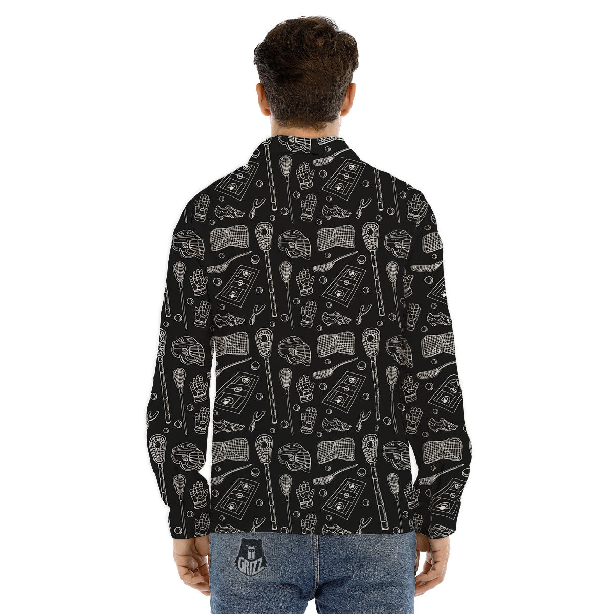 Equipment Lacrosse Print Pattern Men's Dress Shirts-grizzshop