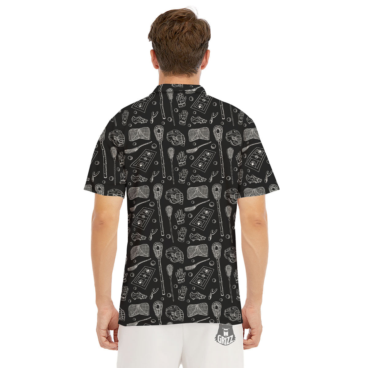 Equipment Lacrosse Print Pattern Men's Golf Shirts-grizzshop