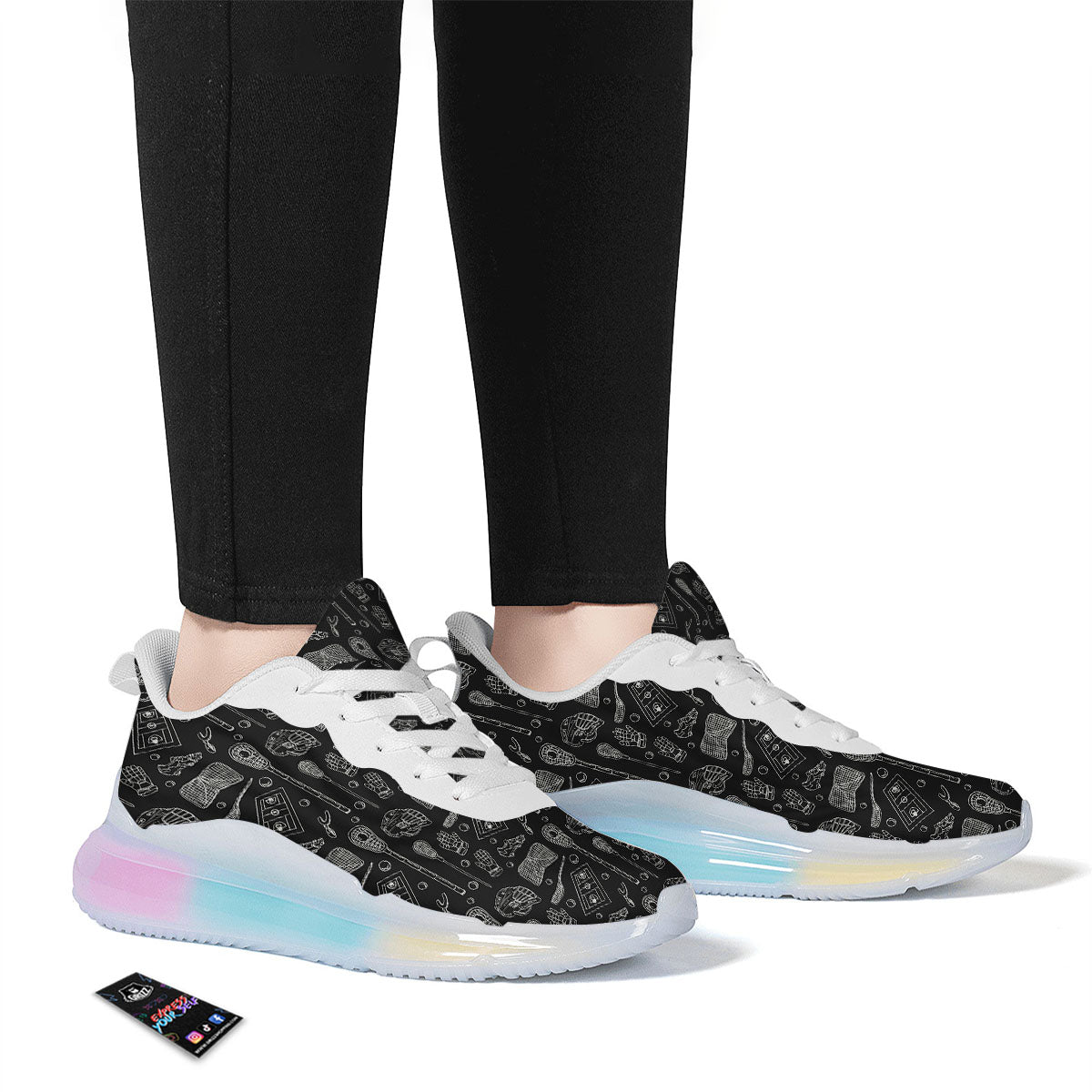 Equipment Lacrosse Print Pattern Running Sneakers-grizzshop