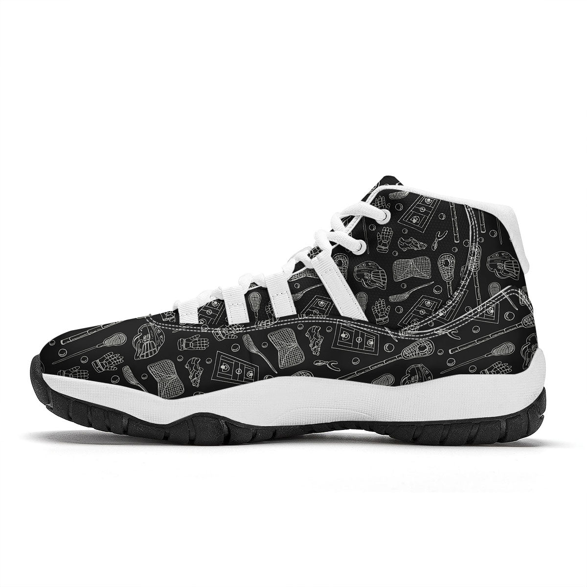 Equipment Lacrosse Print Pattern White Bball Shoes-grizzshop