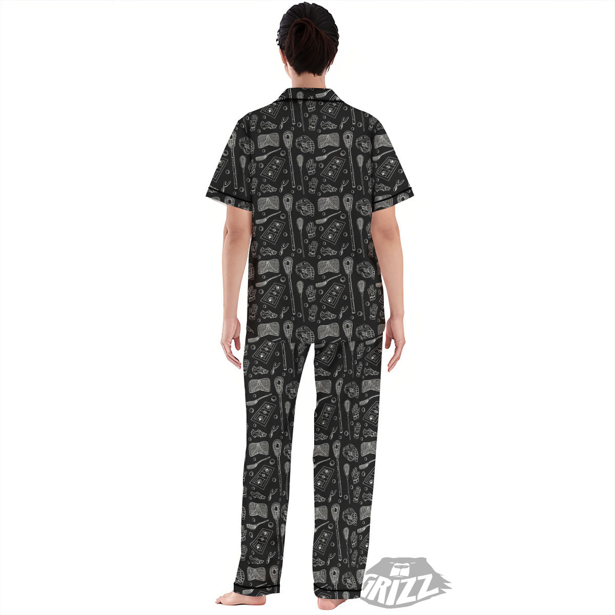 Equipment Lacrosse Print Pattern Women's Pajamas Set-grizzshop