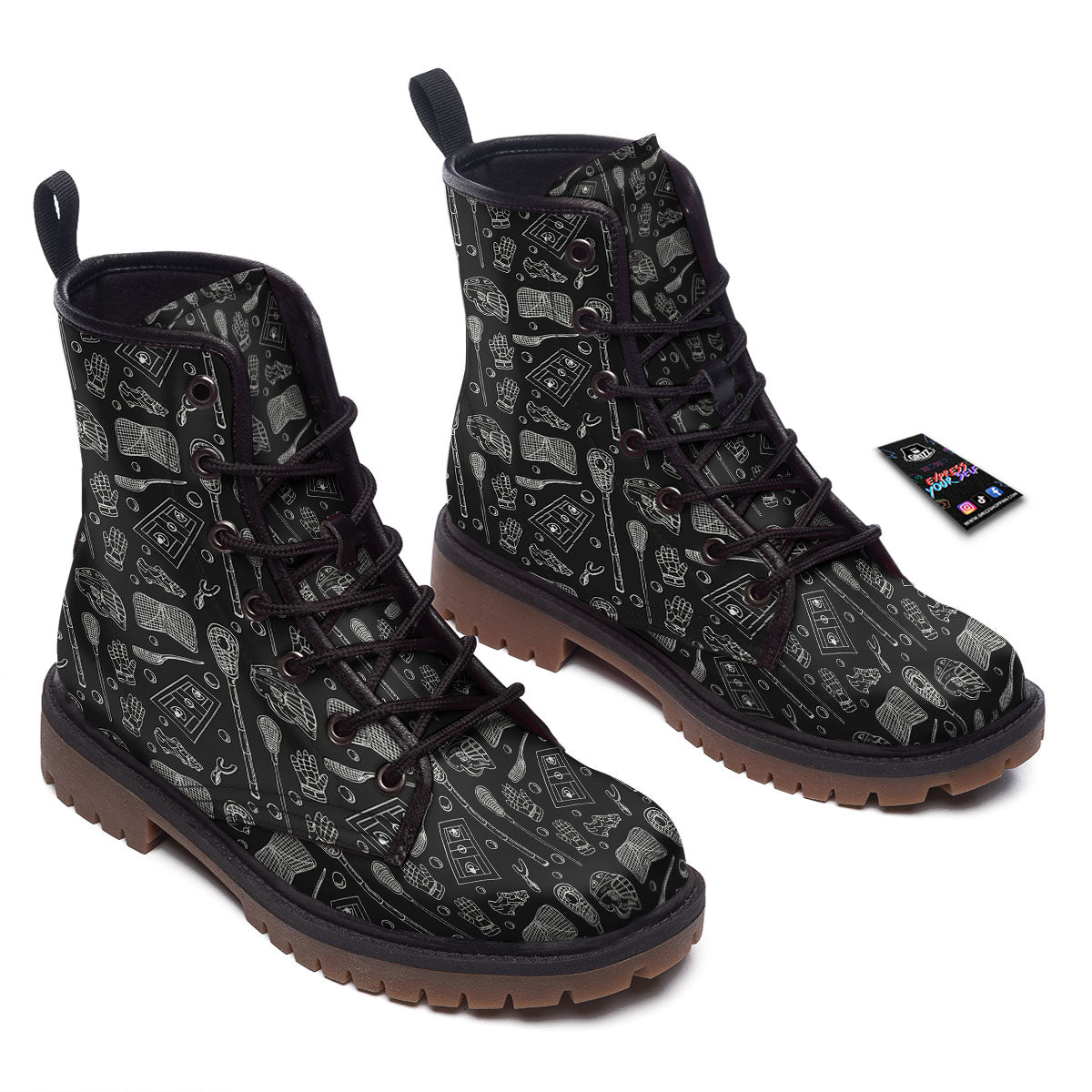 Equipment Lacrosse Print Pattern Work Boots-grizzshop
