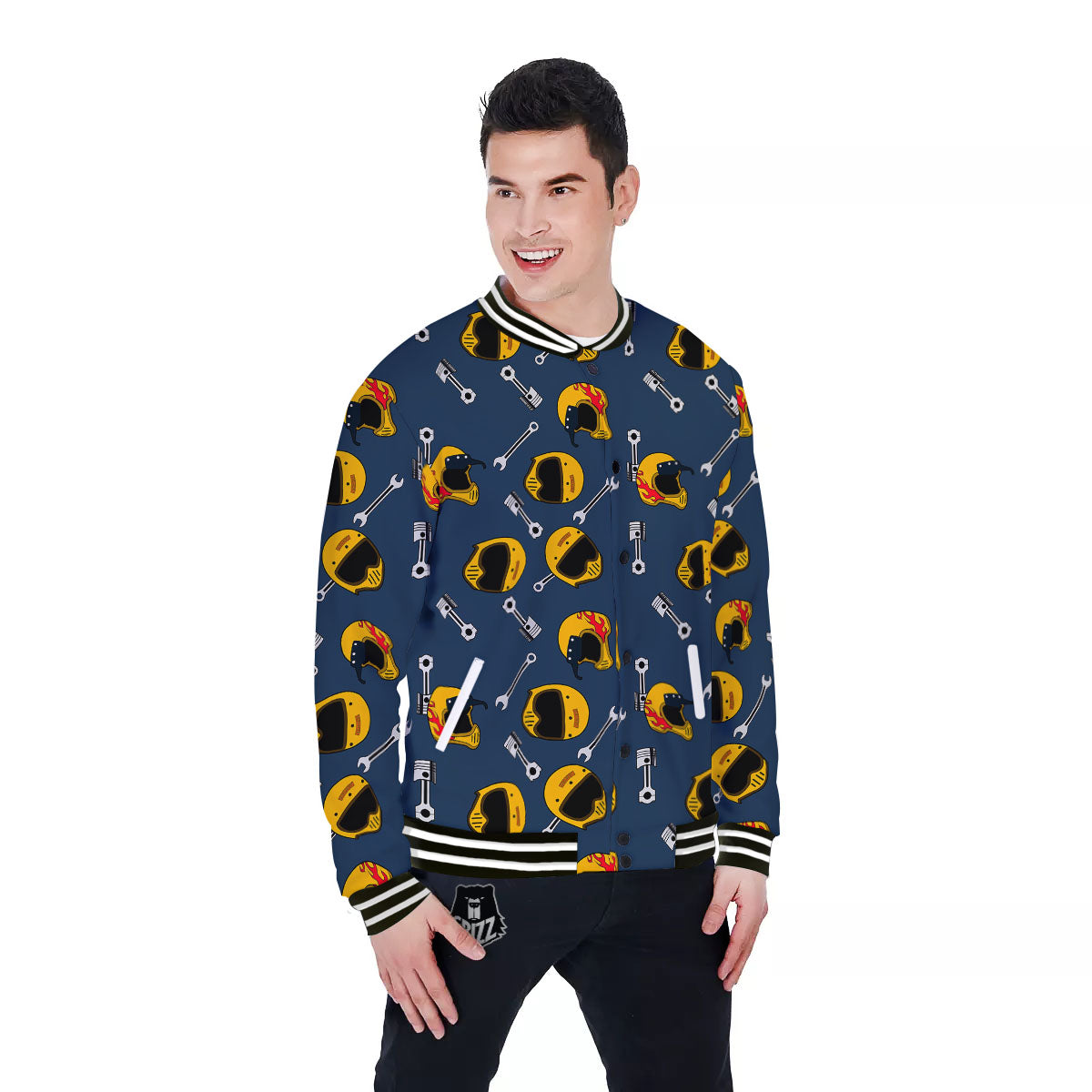 Equipment Motorcycle Print Pattern Baseball Jacket-grizzshop