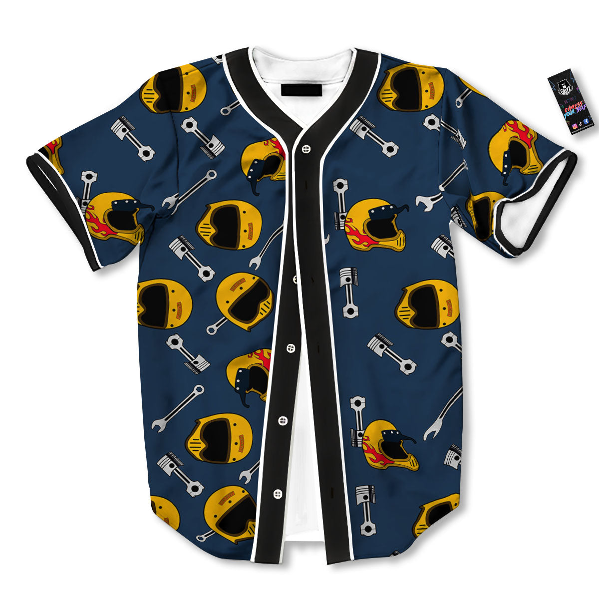 Equipment Motorcycle Print Pattern Baseball Jersey-grizzshop