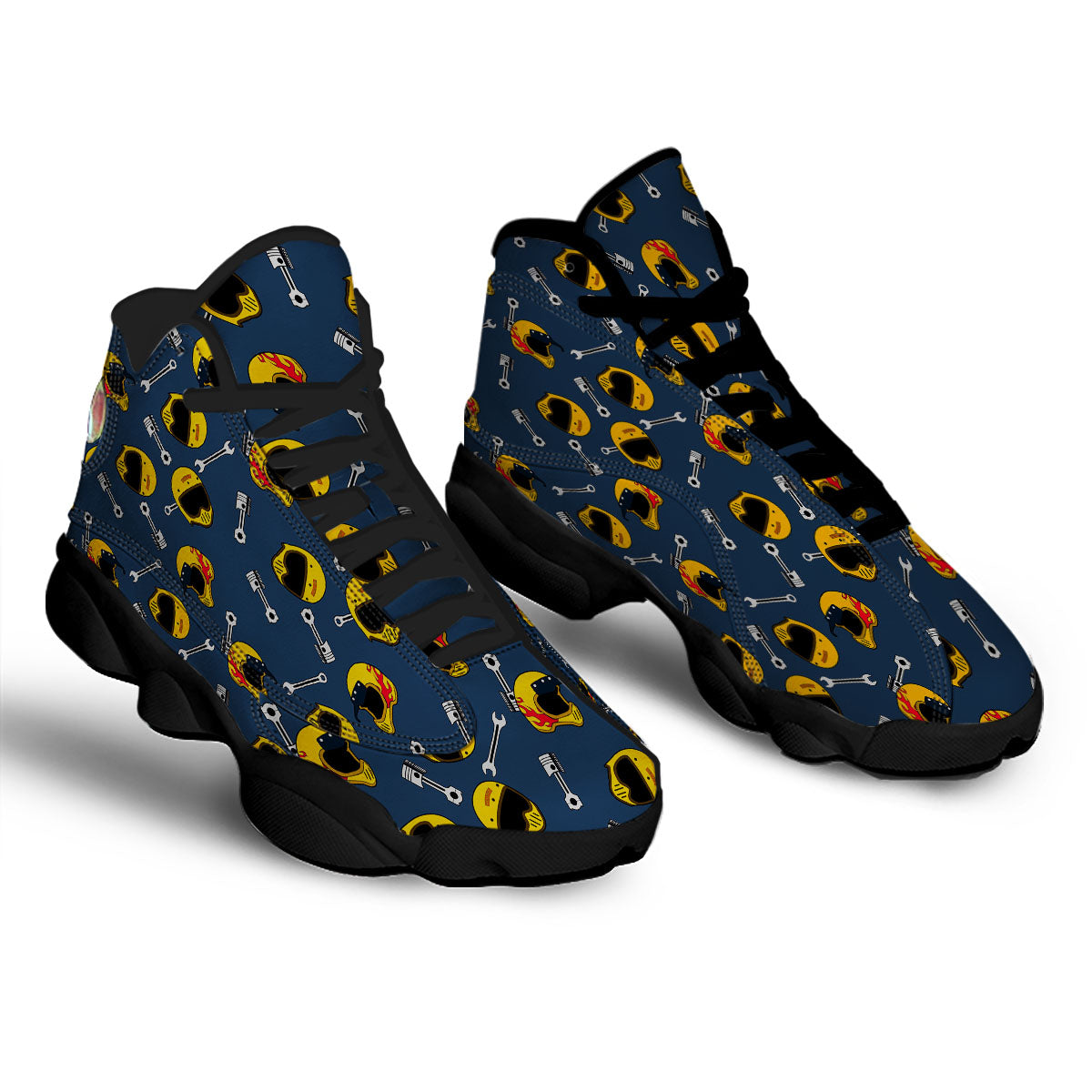 Equipment Motorcycle Print Pattern Black Basketball Shoes-grizzshop