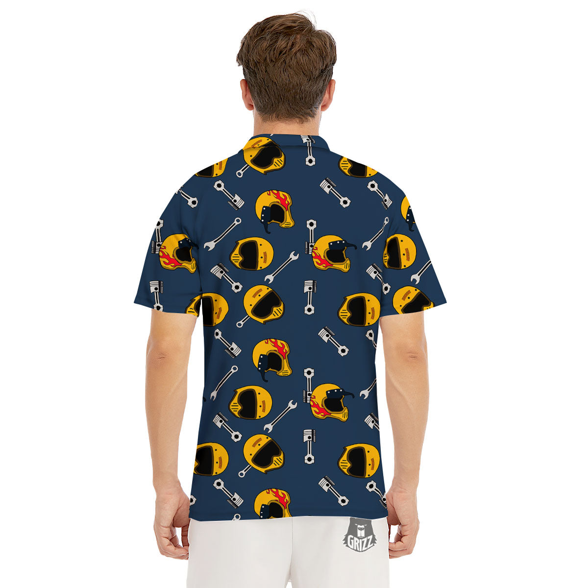 Equipment Motorcycle Print Pattern Men's Golf Shirts-grizzshop