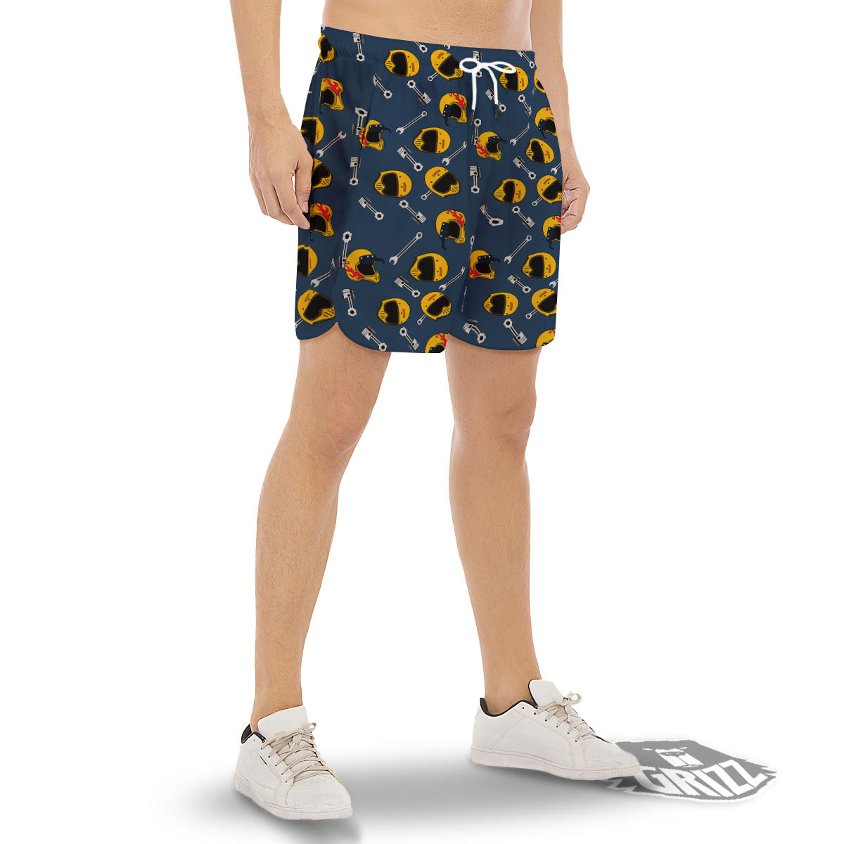 Equipment Motorcycle Print Pattern Men's Gym Shorts-grizzshop