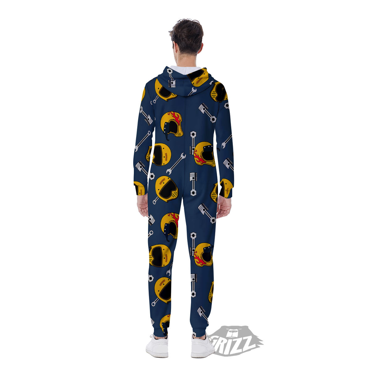 Equipment Motorcycle Print Pattern Men's Jumpsuit-grizzshop