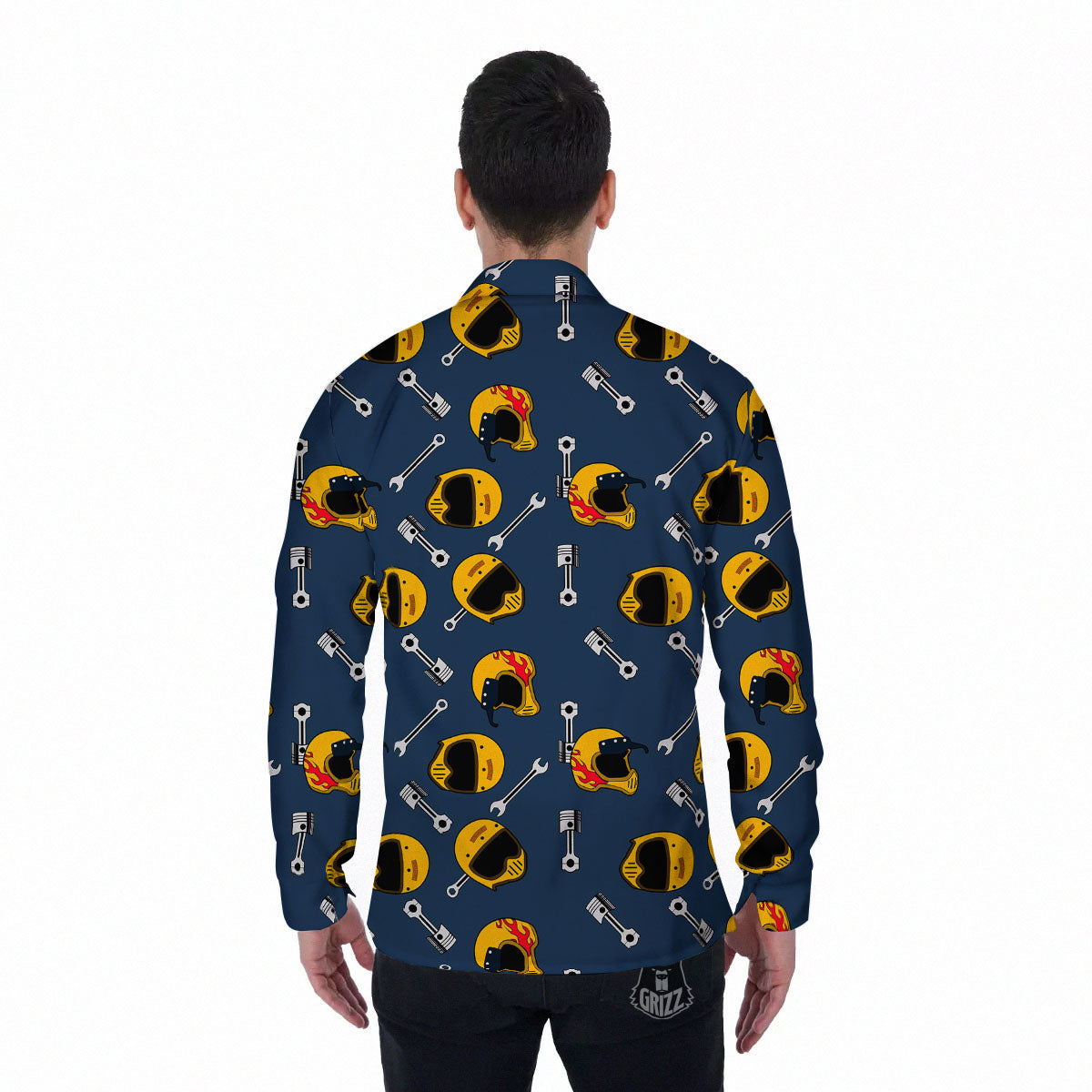 Equipment Motorcycle Print Pattern Men's Long Sleeve Shirts-grizzshop