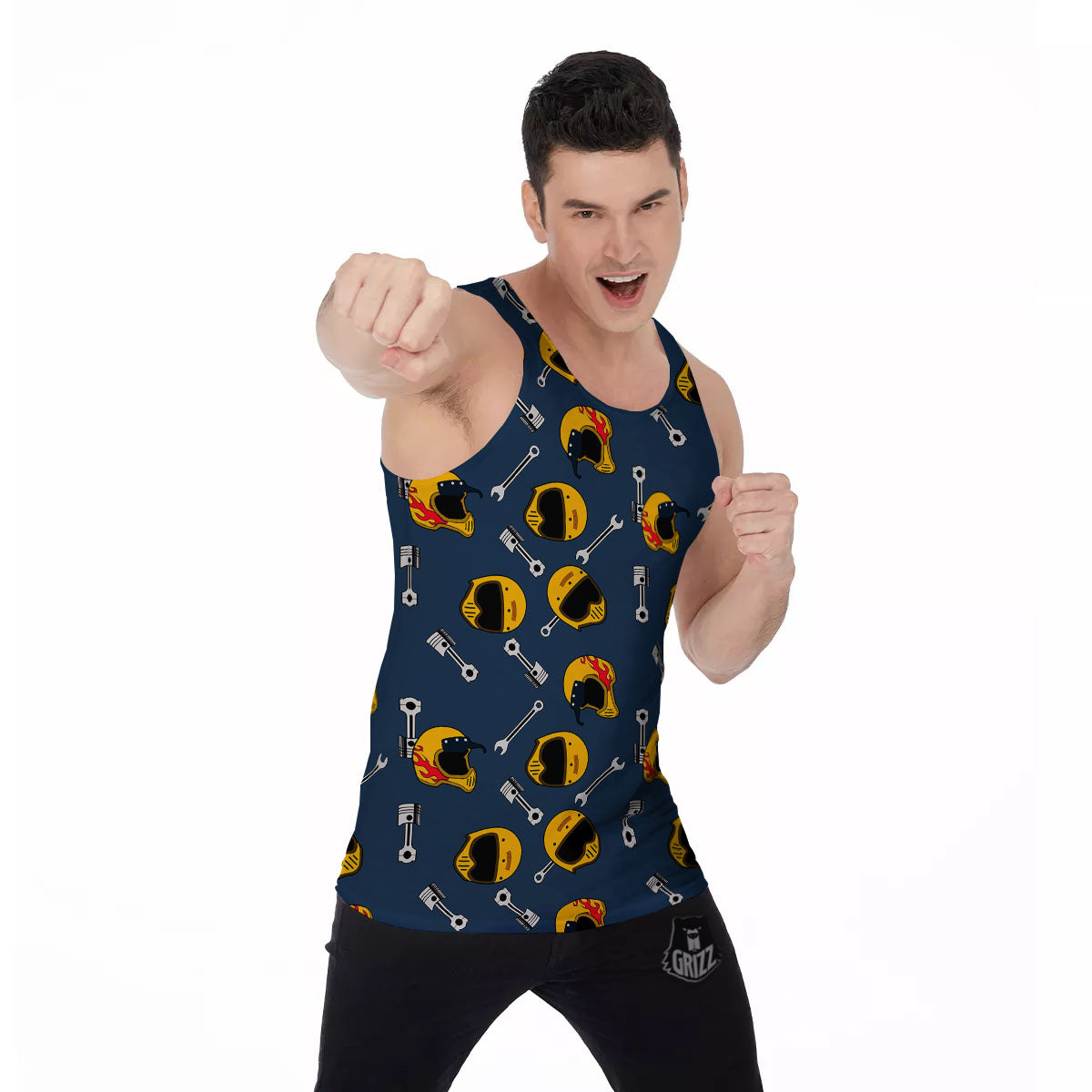 Equipment Motorcycle Print Pattern Men's Tank Top-grizzshop