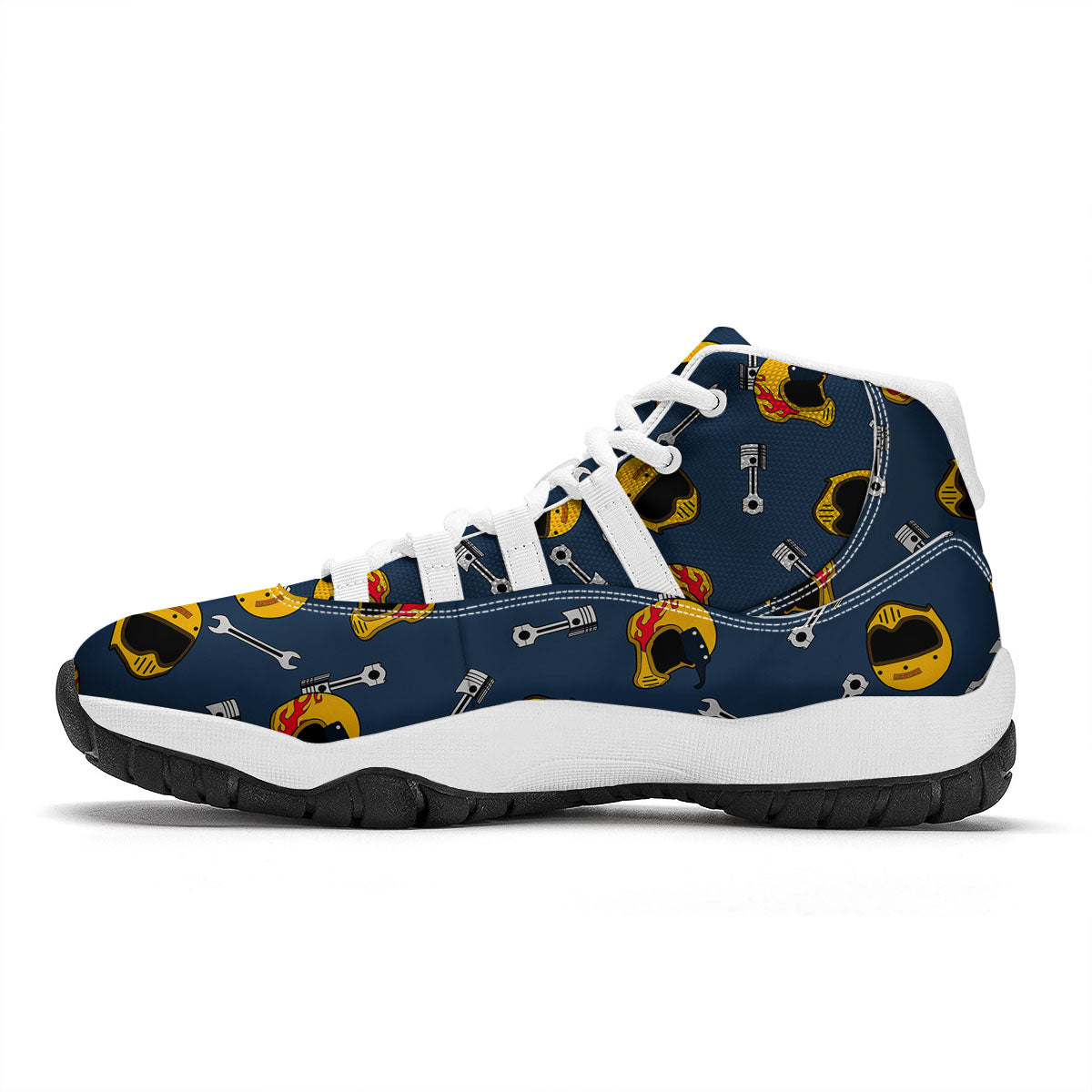 Equipment Motorcycle Print Pattern White Bball Shoes-grizzshop