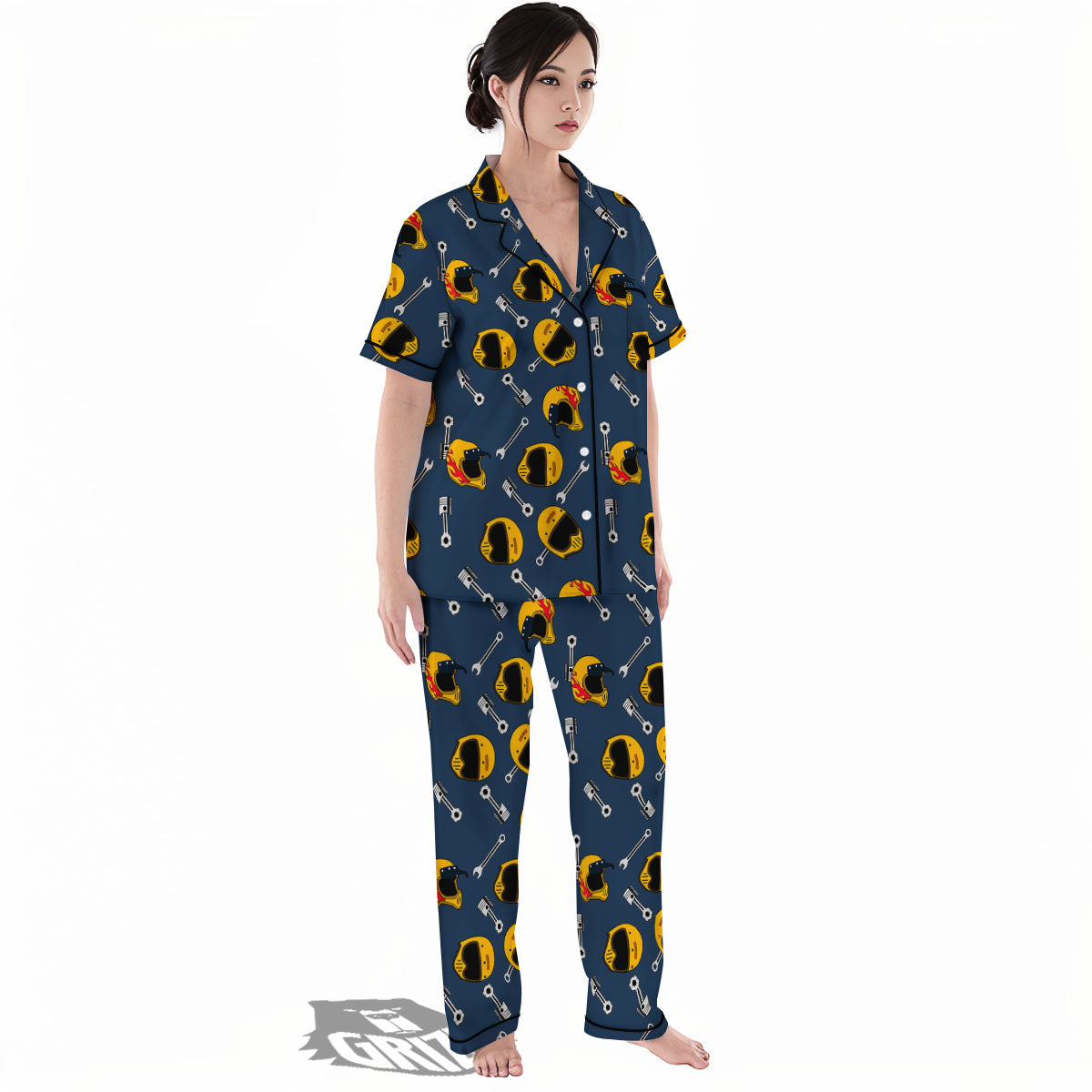 Equipment Motorcycle Print Pattern Women's Pajamas Set-grizzshop