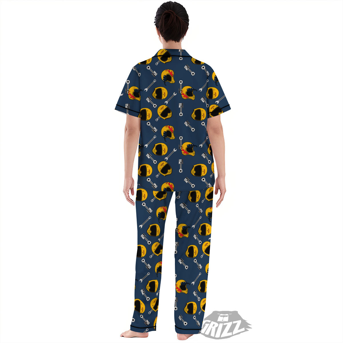 Equipment Motorcycle Print Pattern Women's Pajamas Set-grizzshop