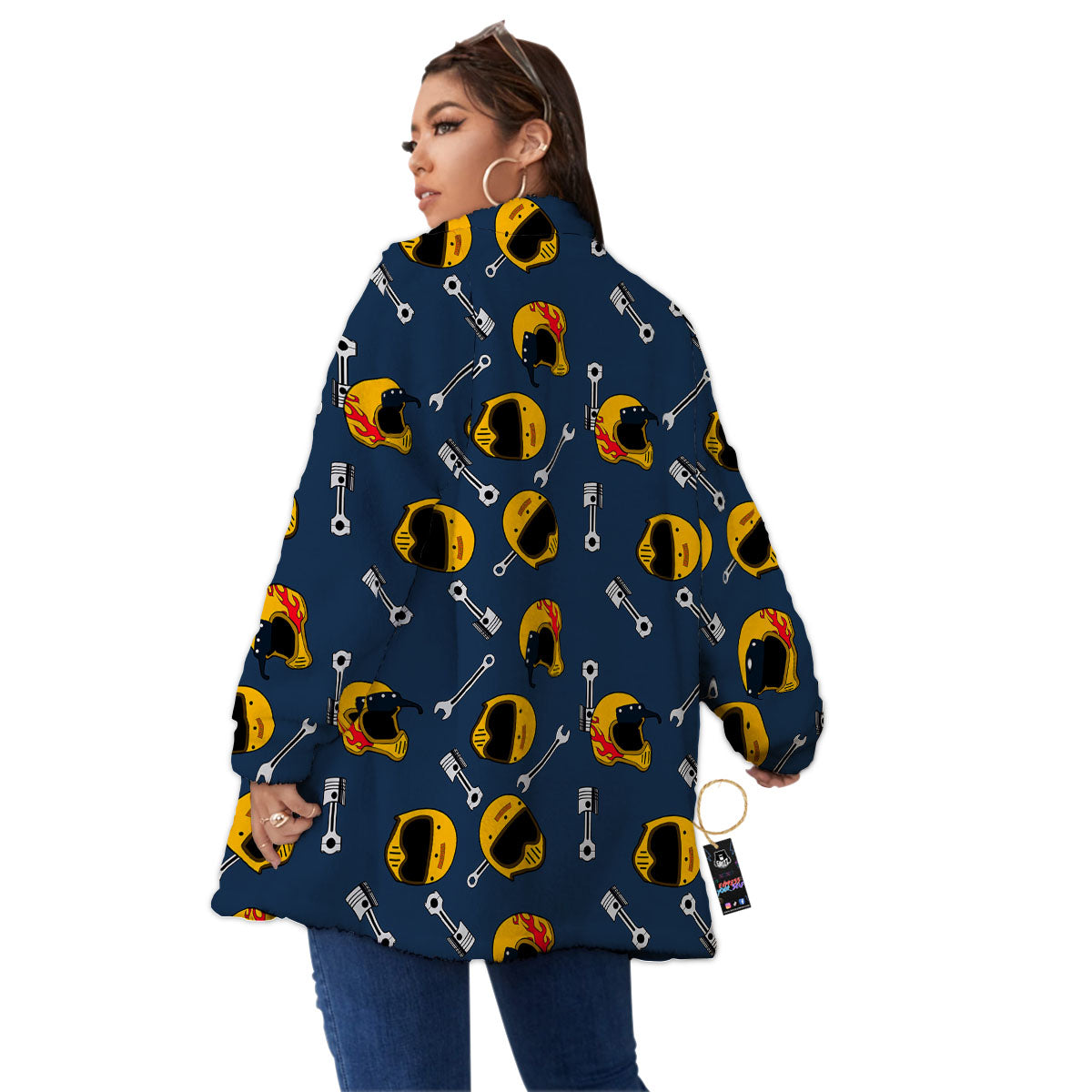 Equipment Motorcycle Print Pattern Women's Sherpa Jacket-grizzshop
