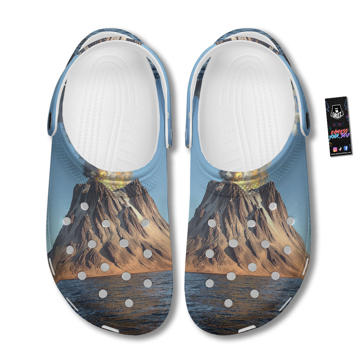 Eruption Volcano Print Clog-grizzshop