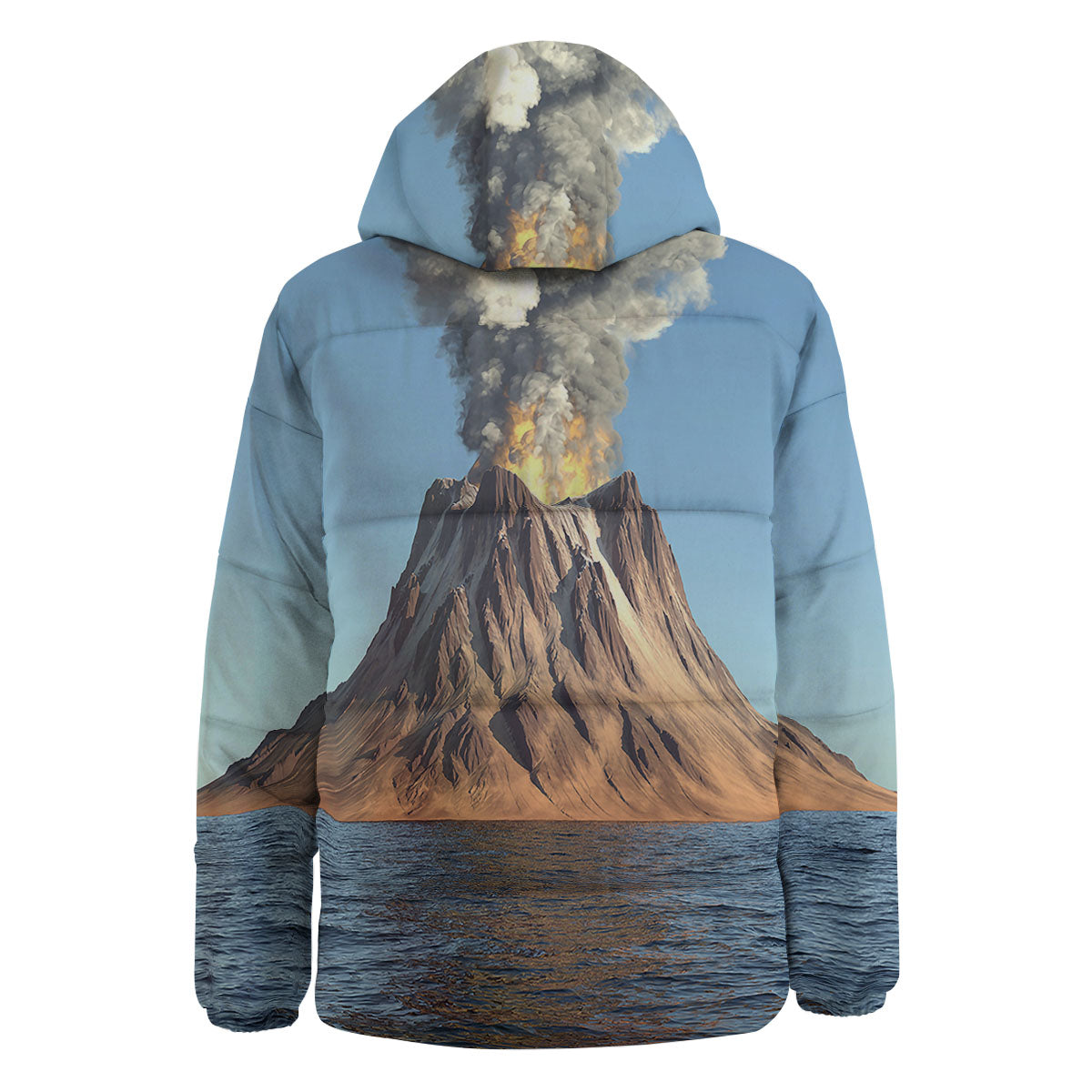 Eruption Volcano Print Down Jacket-grizzshop