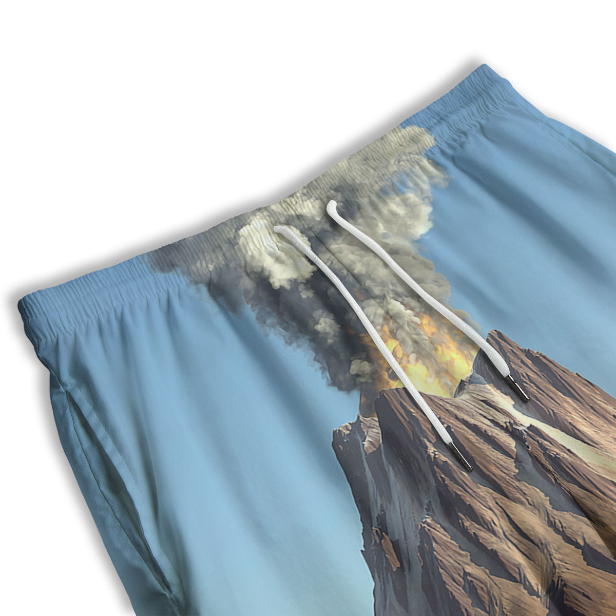 Eruption Volcano Print Men's Athletic Shorts