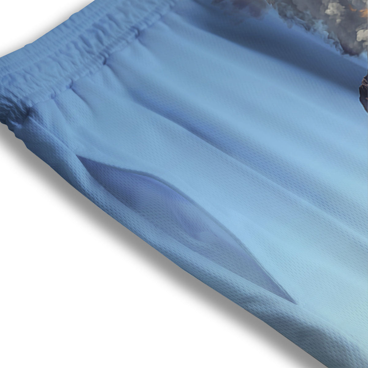 Eruption Volcano Print Mesh Shorts