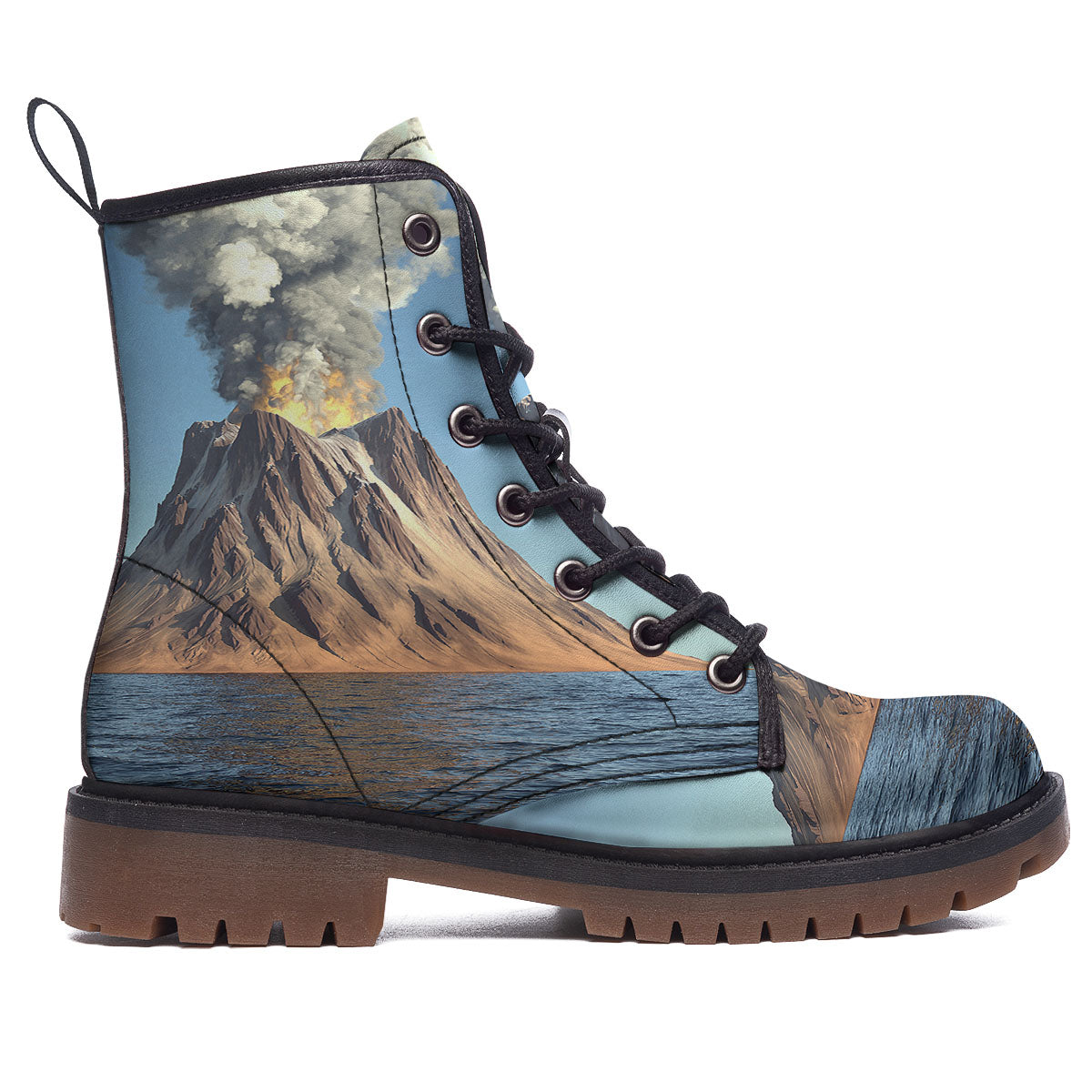 Eruption Volcano Print Work Boots-grizzshop