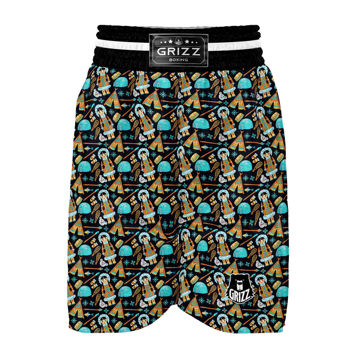 Eskimo And Lifestyle Print Pattern Boxing Shorts-grizzshop