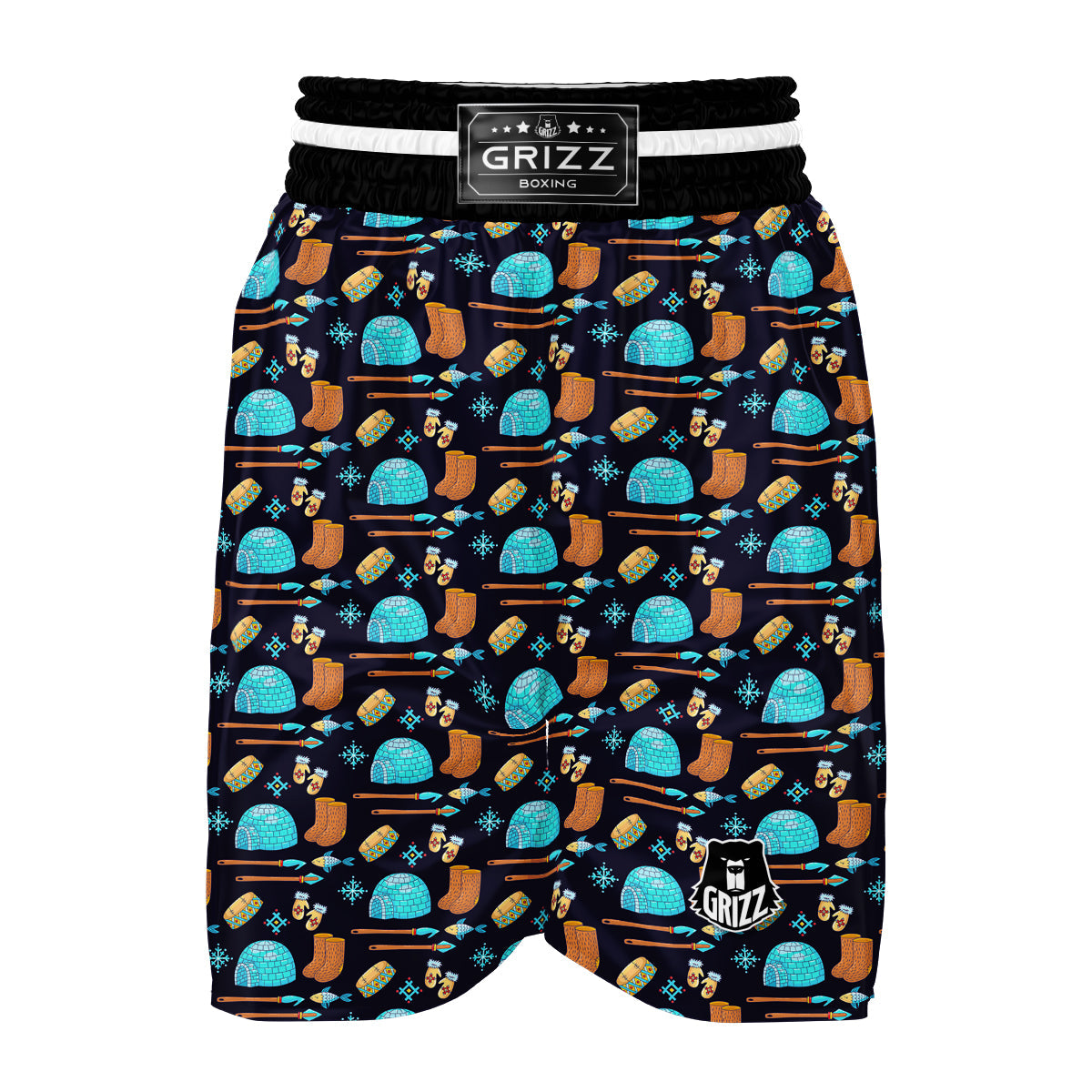 Eskimo Igloo And Equipment Print Pattern Boxing Shorts-grizzshop