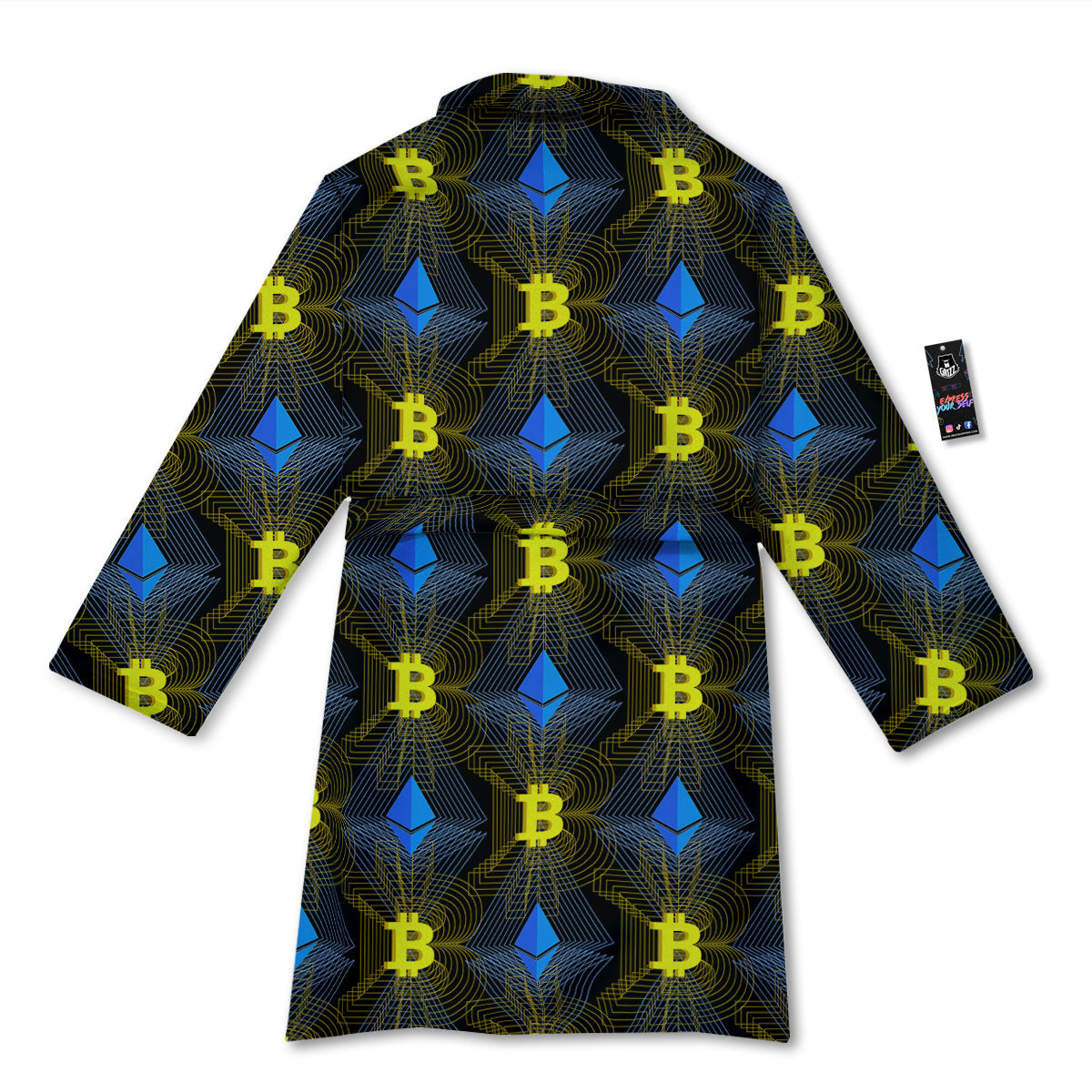 Ethereum And Bitcoin Print Pattern Bathrobe-grizzshop