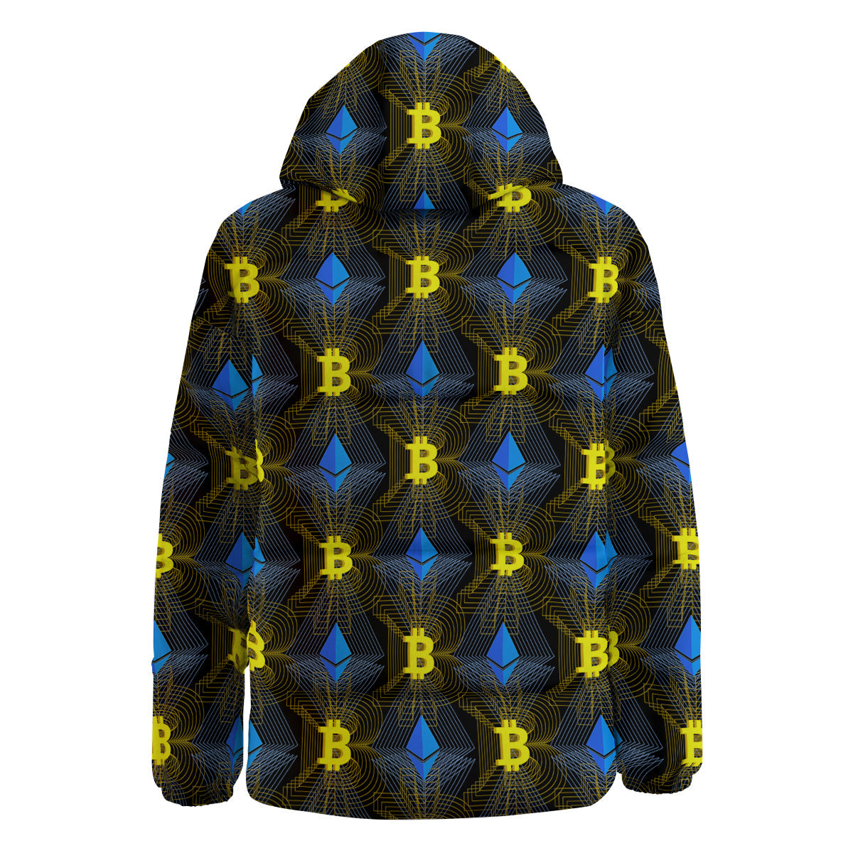 Ethereum And Bitcoin Print Pattern Down Jacket-grizzshop