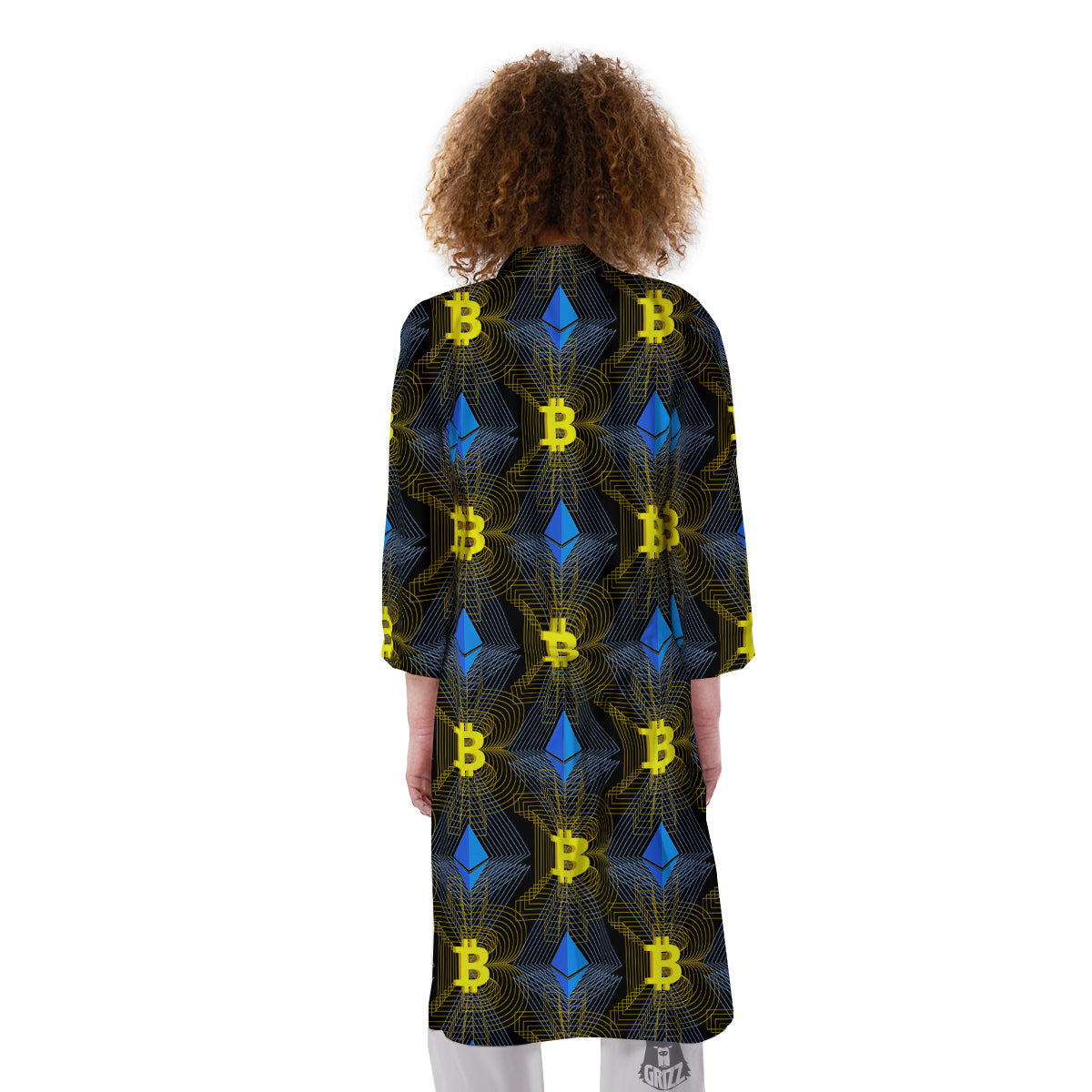 Ethereum And Bitcoin Print Pattern Kimono-grizzshop