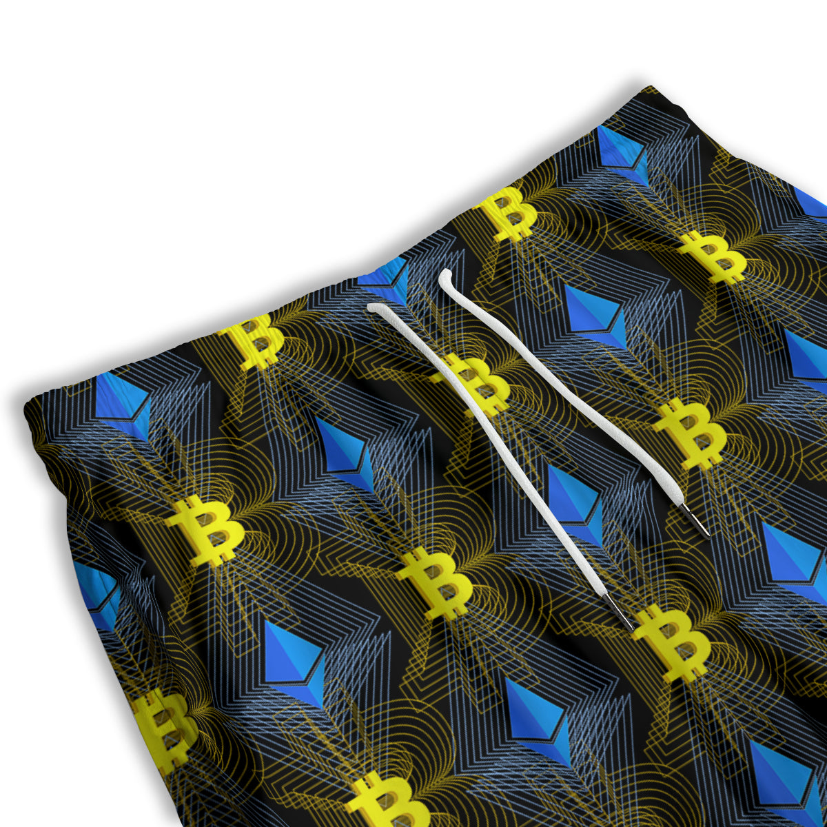 Ethereum And Bitcoin Print Pattern Men's Athletic Shorts
