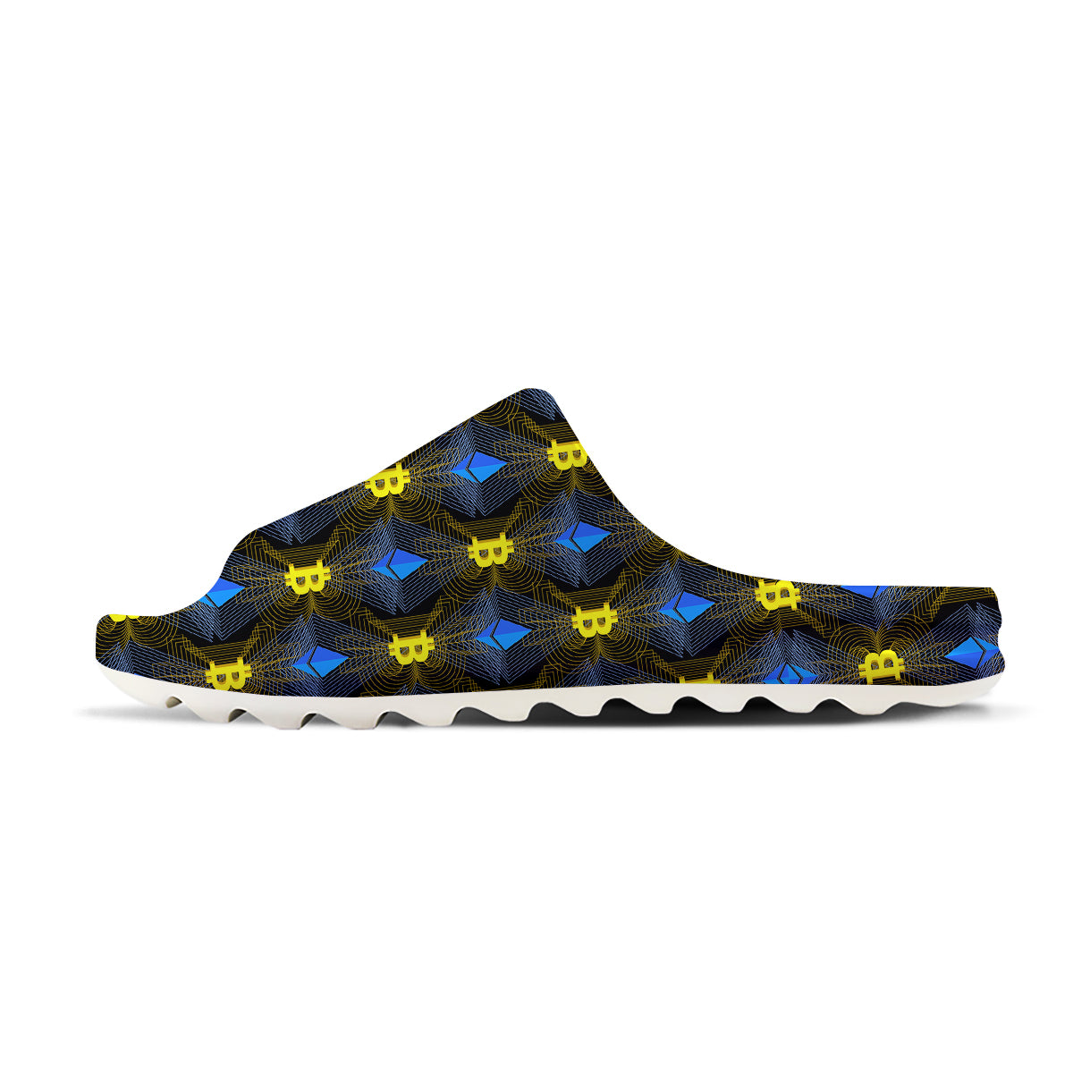 Ethereum And Bitcoin Print Pattern Sandals-grizzshop