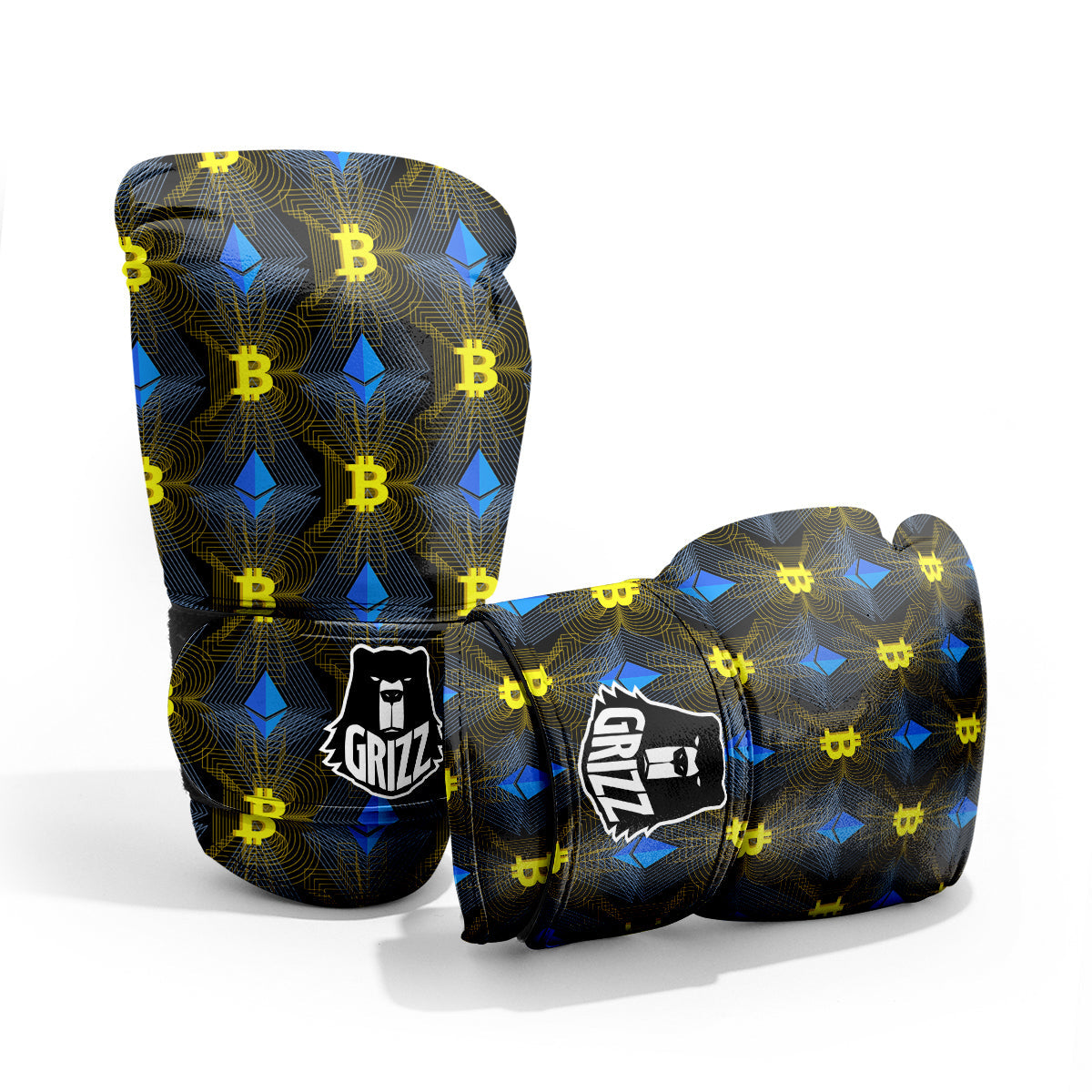 Ethereum And Bitcoin Print Pattern Pro Boxing Glove