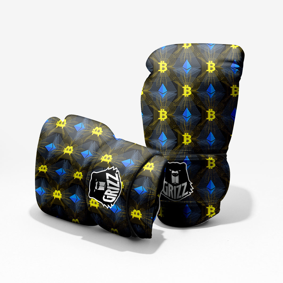 Ethereum And Bitcoin Print Pattern Pro Boxing Glove
