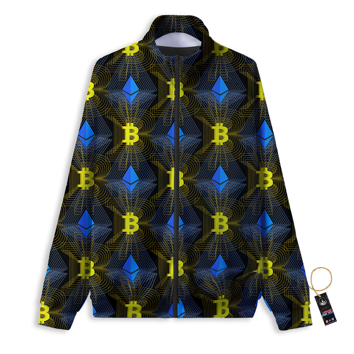 Ethereum And Bitcoin Print Pattern Track Jacket-grizzshop